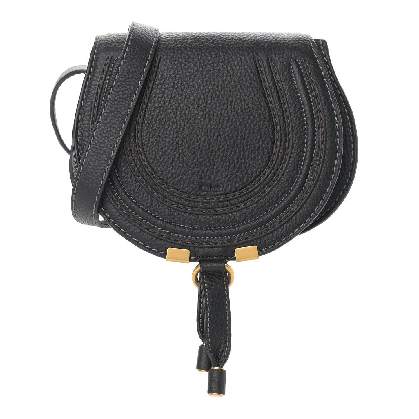 Calfskin Mini Marcie Round Crossbody Bag Black