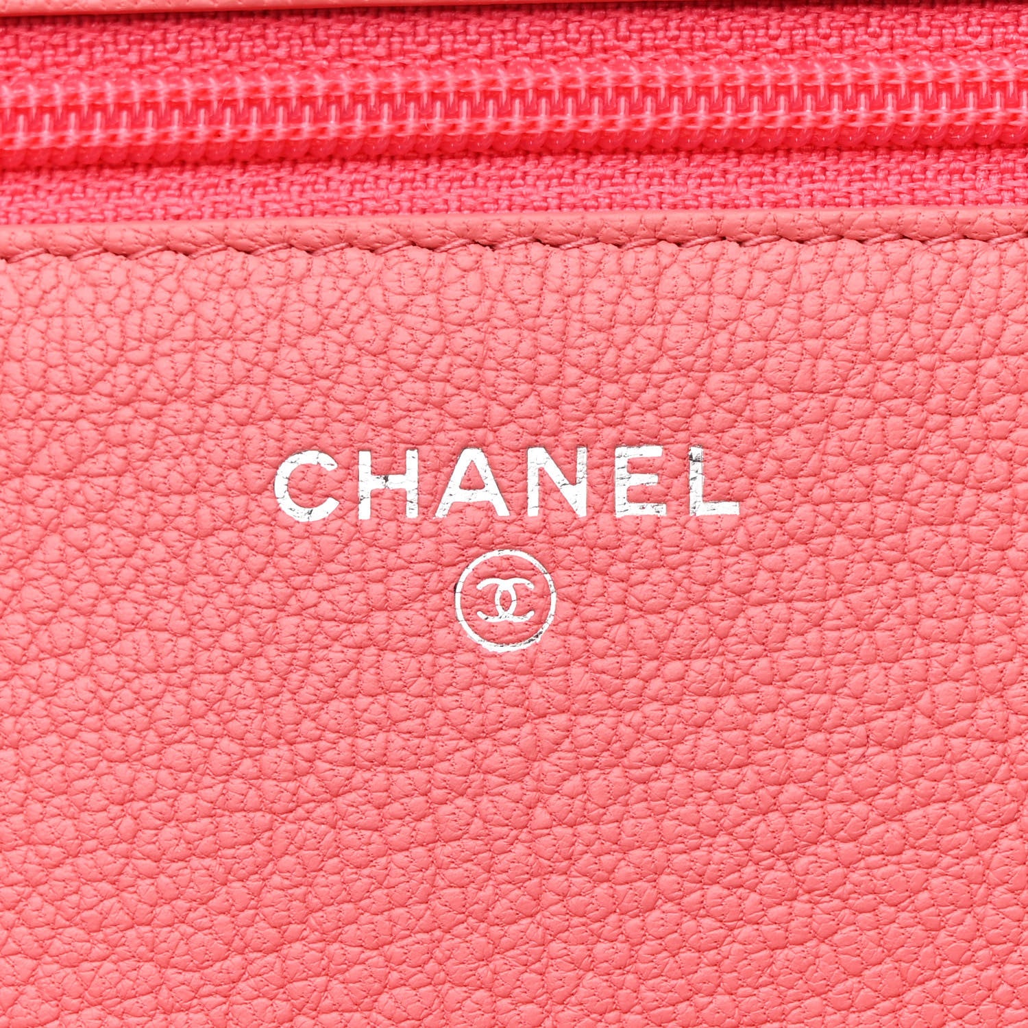Chanel Grained Calfskin Clover CC Wallet On Chain WOC Pink 6 of 12