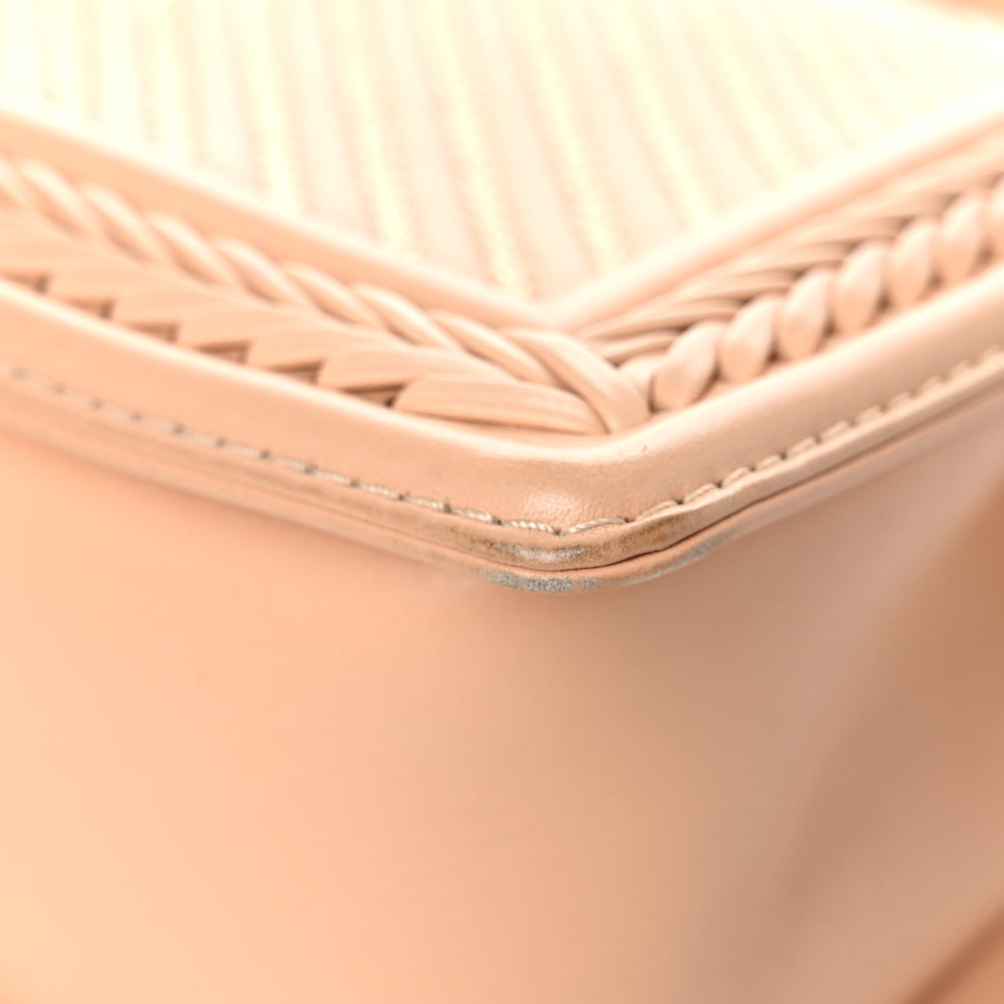 Calfskin Chevron Quilted Medium Braided Boy Flap Beige