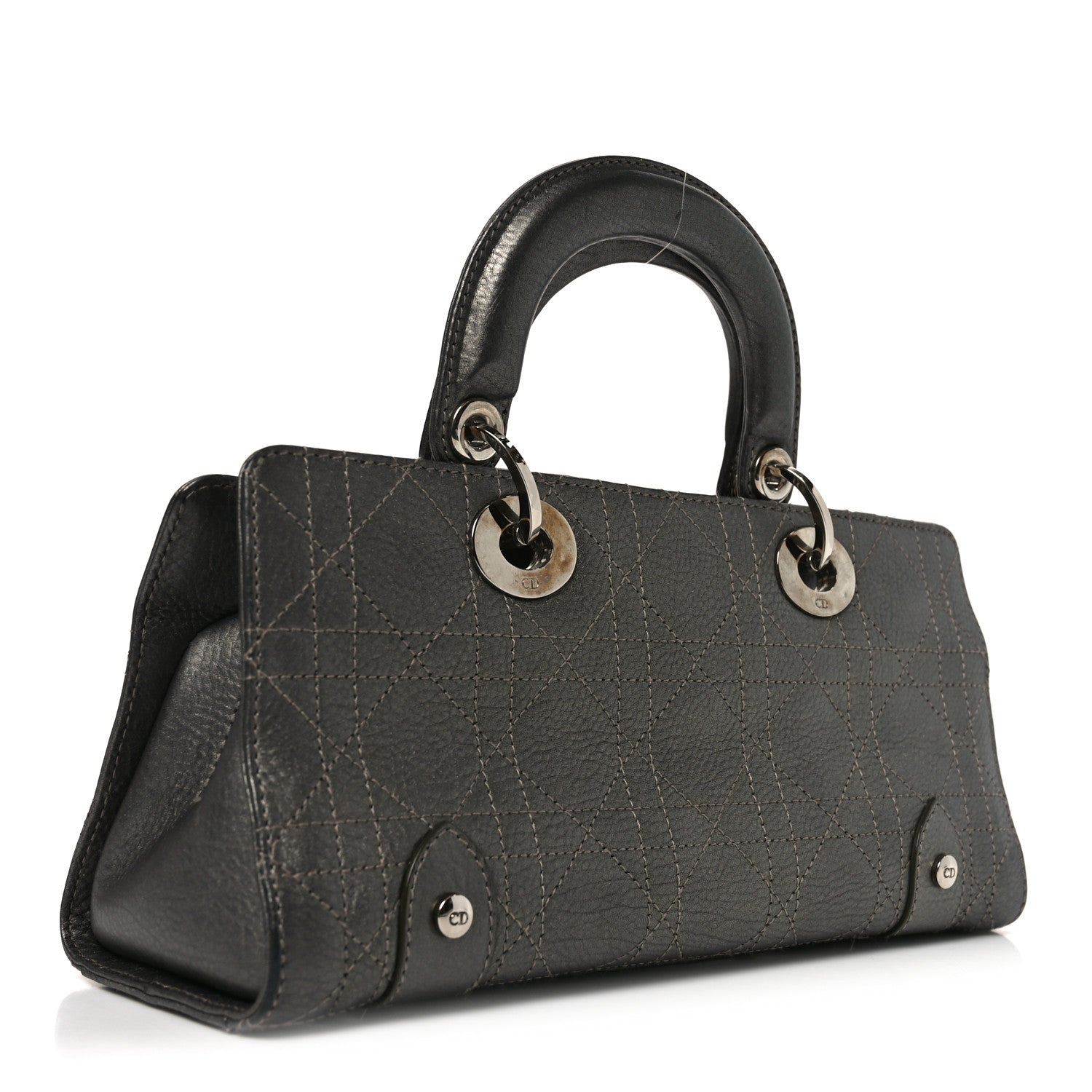 Christian Dior Metallic Calfskin Cannage Stitched Small East West Lady Dior Bronze 3 of 10