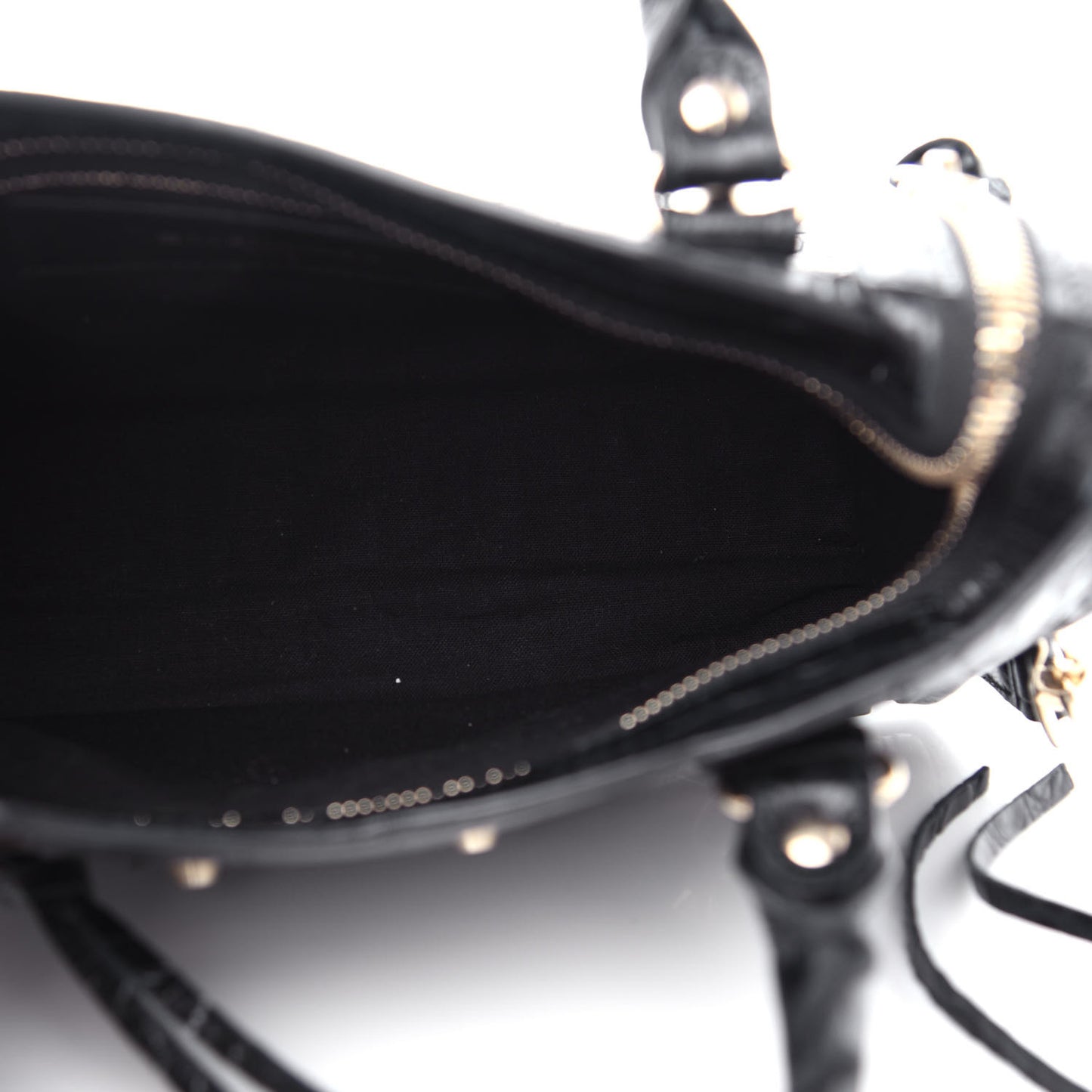 Calfskin Crocodile Embossed Classic SIlver Hardware Mini City Black