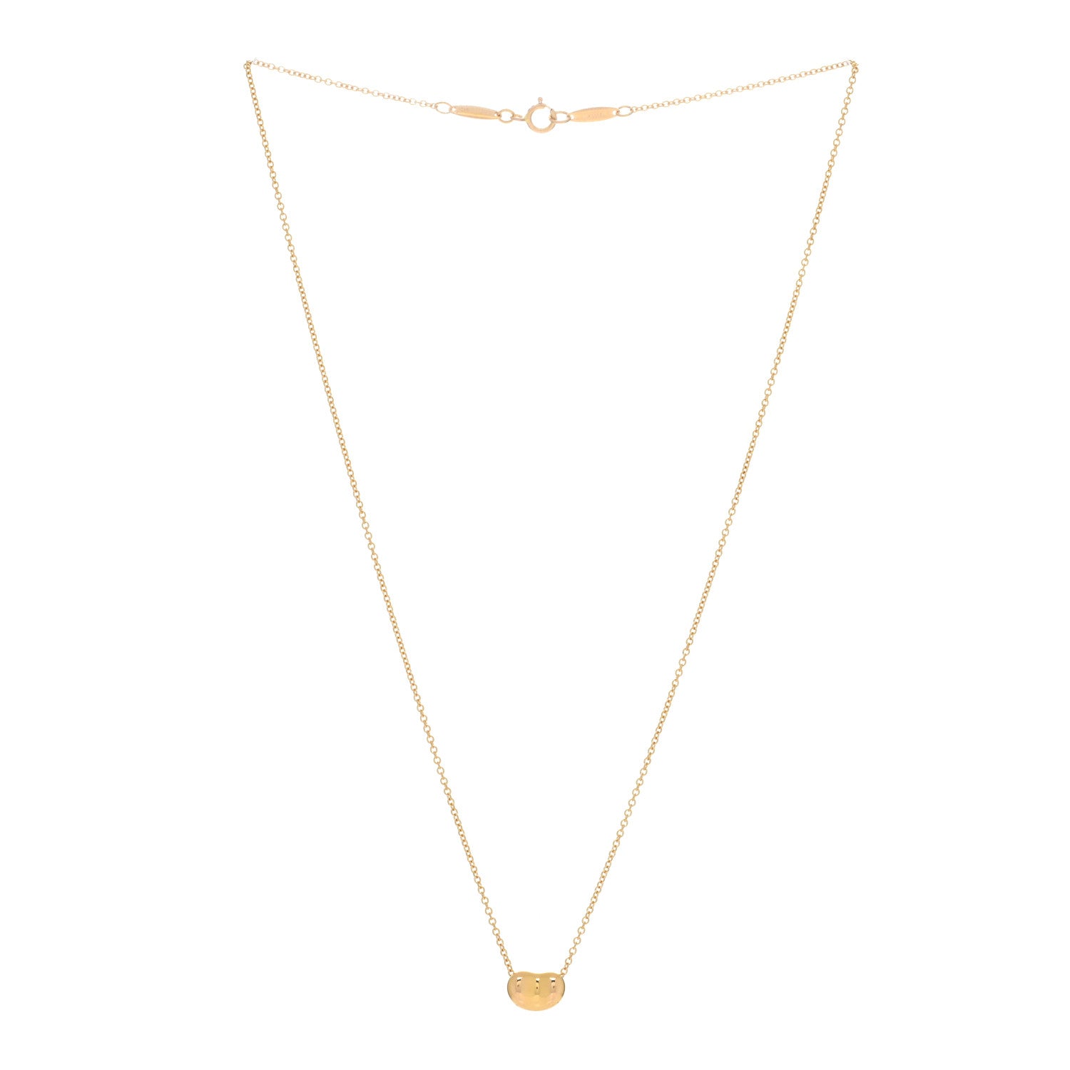 Tiffany 18K Yellow Gold 9mm Elsa Peretti Bean Pendant Necklace 3 of 4