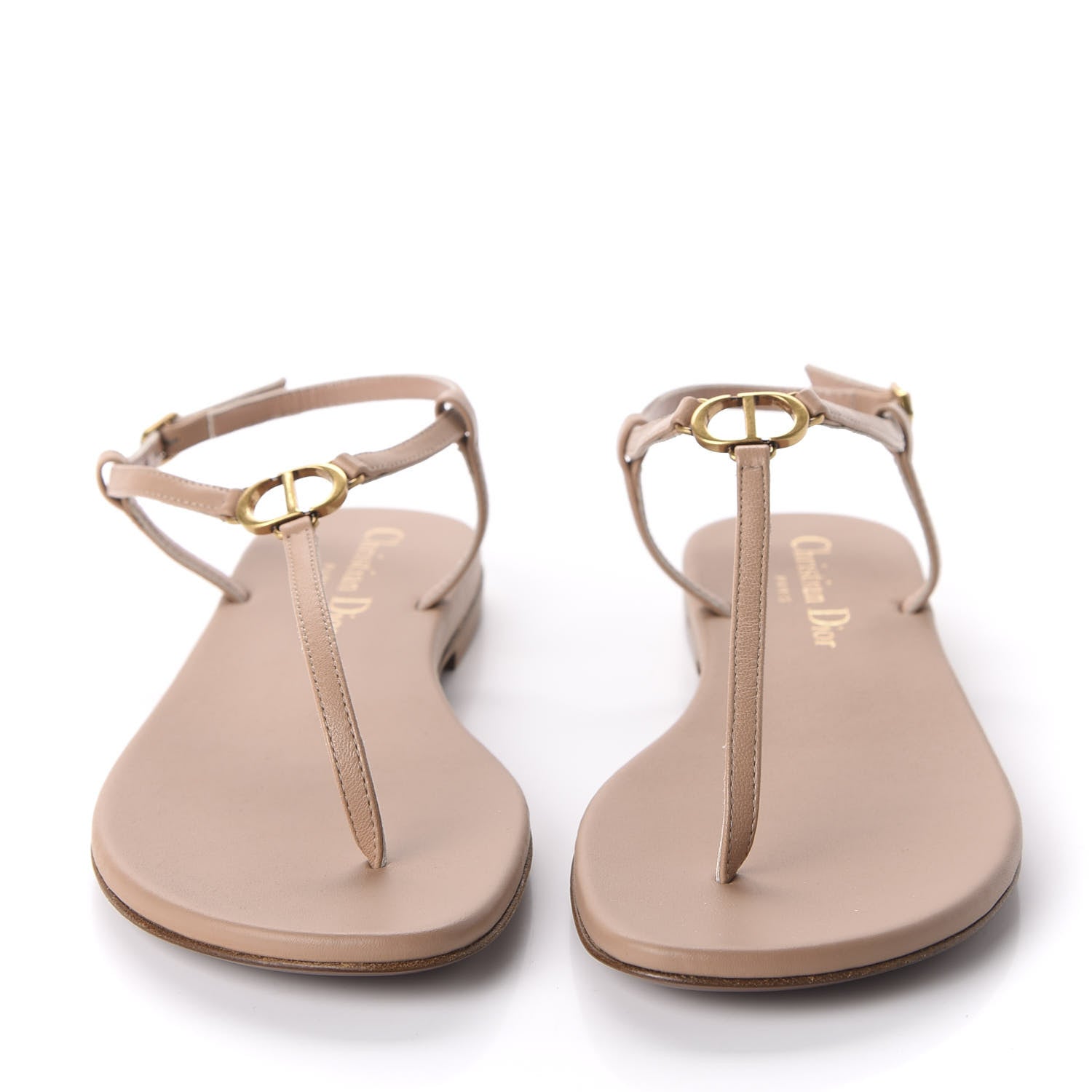 Christian Dior Lambskin Signature T-Strap Sandals 35 Rose De Vents 2 of 8