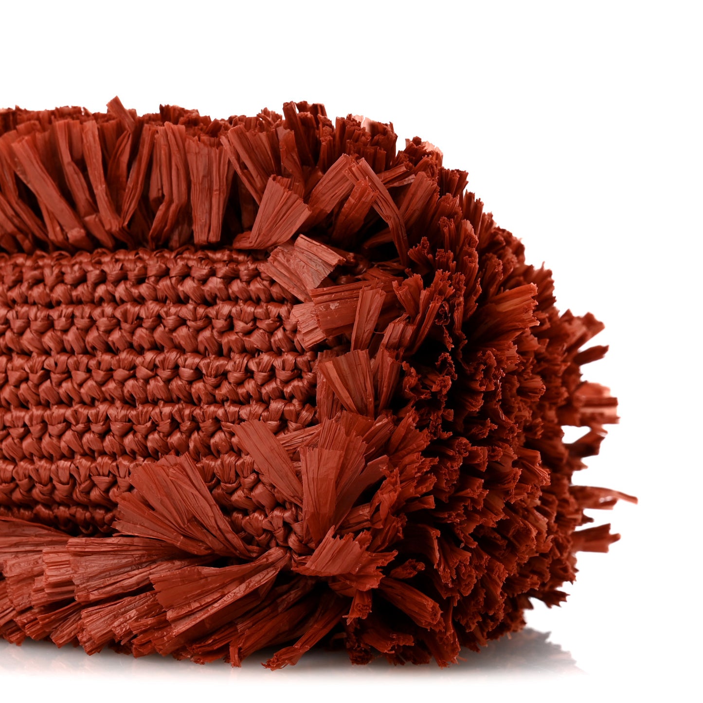 Raffia Fringe Nano Kelly Shopper Red