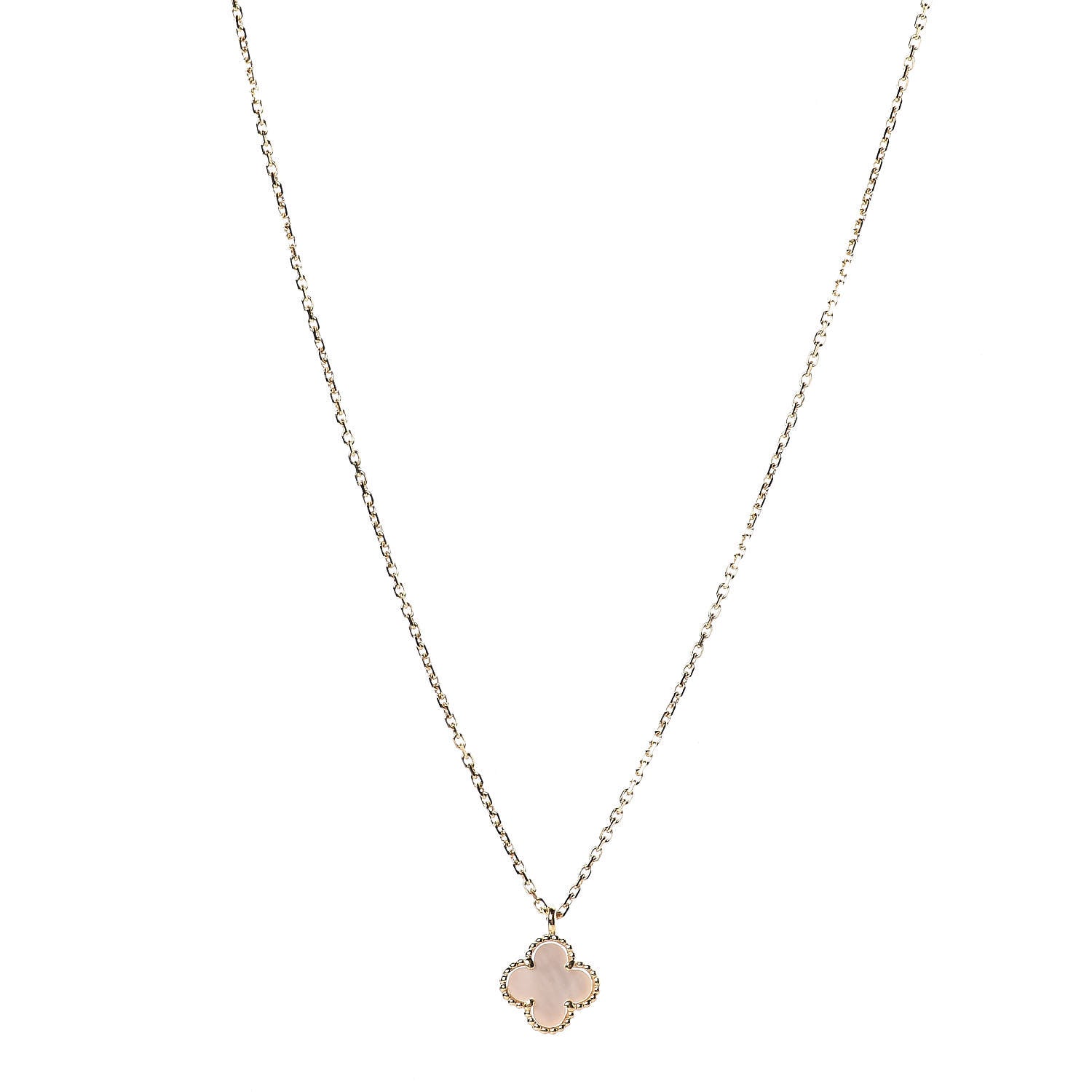 Van Cleef & Arpels 18K Yellow Gold Mother of Pearl Sweet Alhambra Pendant Necklace 1 of 7