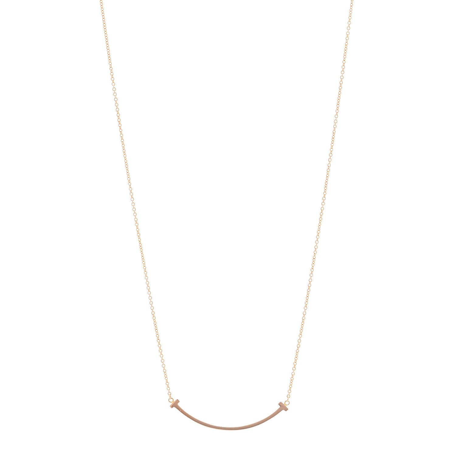 Tiffany 18K Rose Gold Small T Smile Pendant Necklace 1 of 4