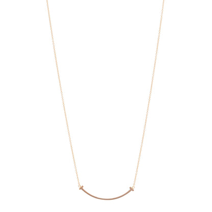 Tiffany 18K Rose Gold Small T Smile Pendant Necklace 1 of 4