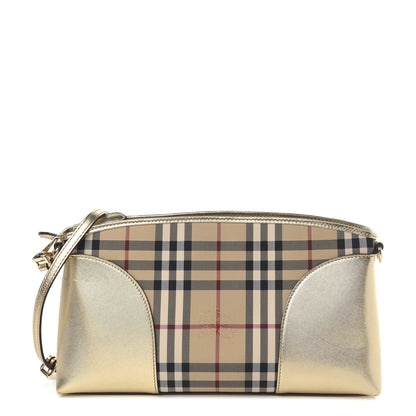 Burberry Horseferry Check Small Chichester Crossbody Clutch Bag Honey Gold 1 of 9