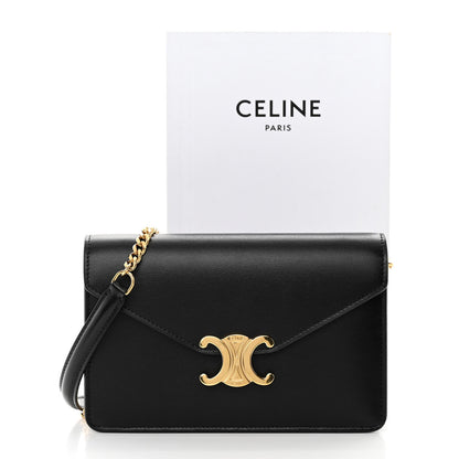 Celine Shiny Calfskin Triomphe Margo Wallet on Chain Black 12 of 12