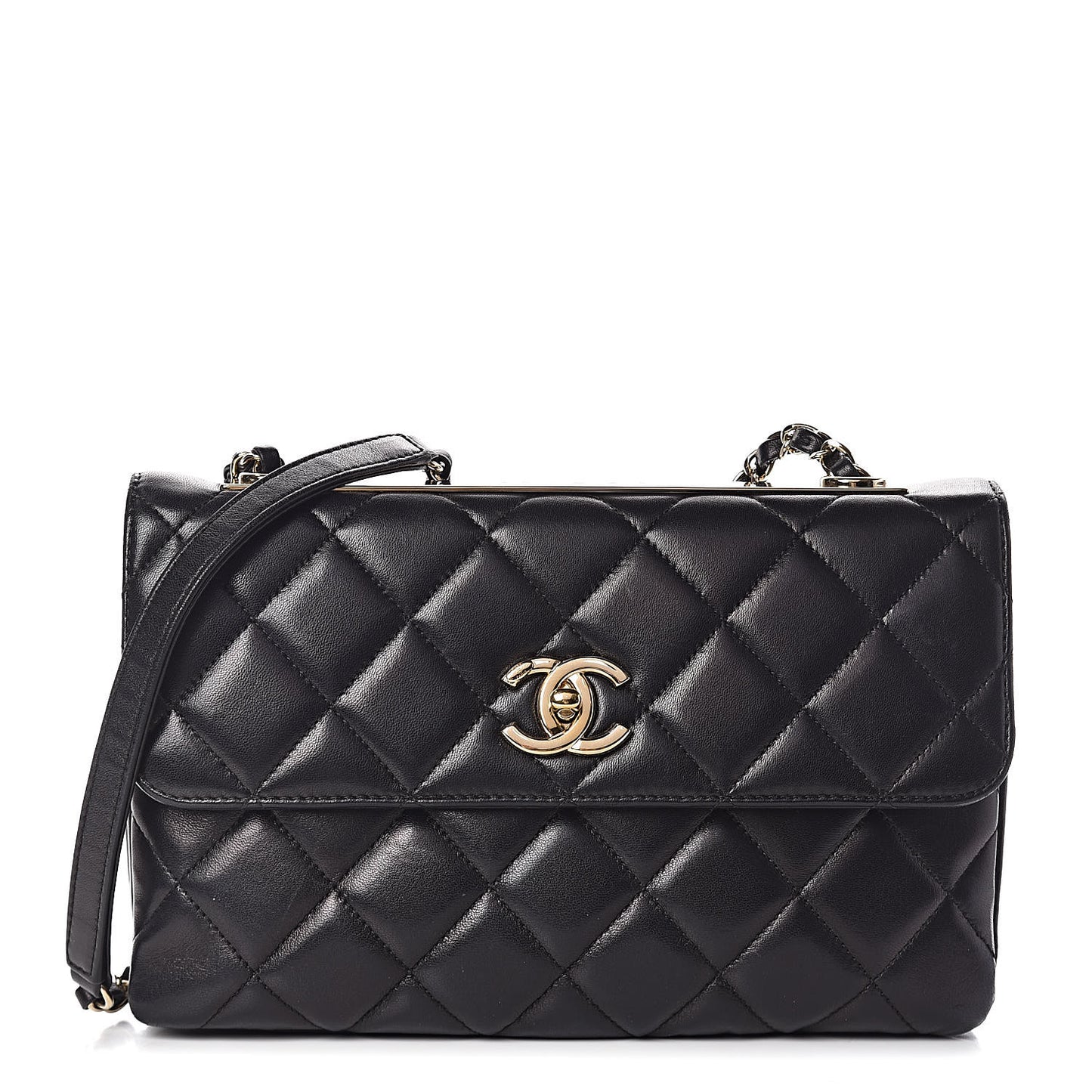 Lambskin Quilted Medium Trendy CC Flap Black