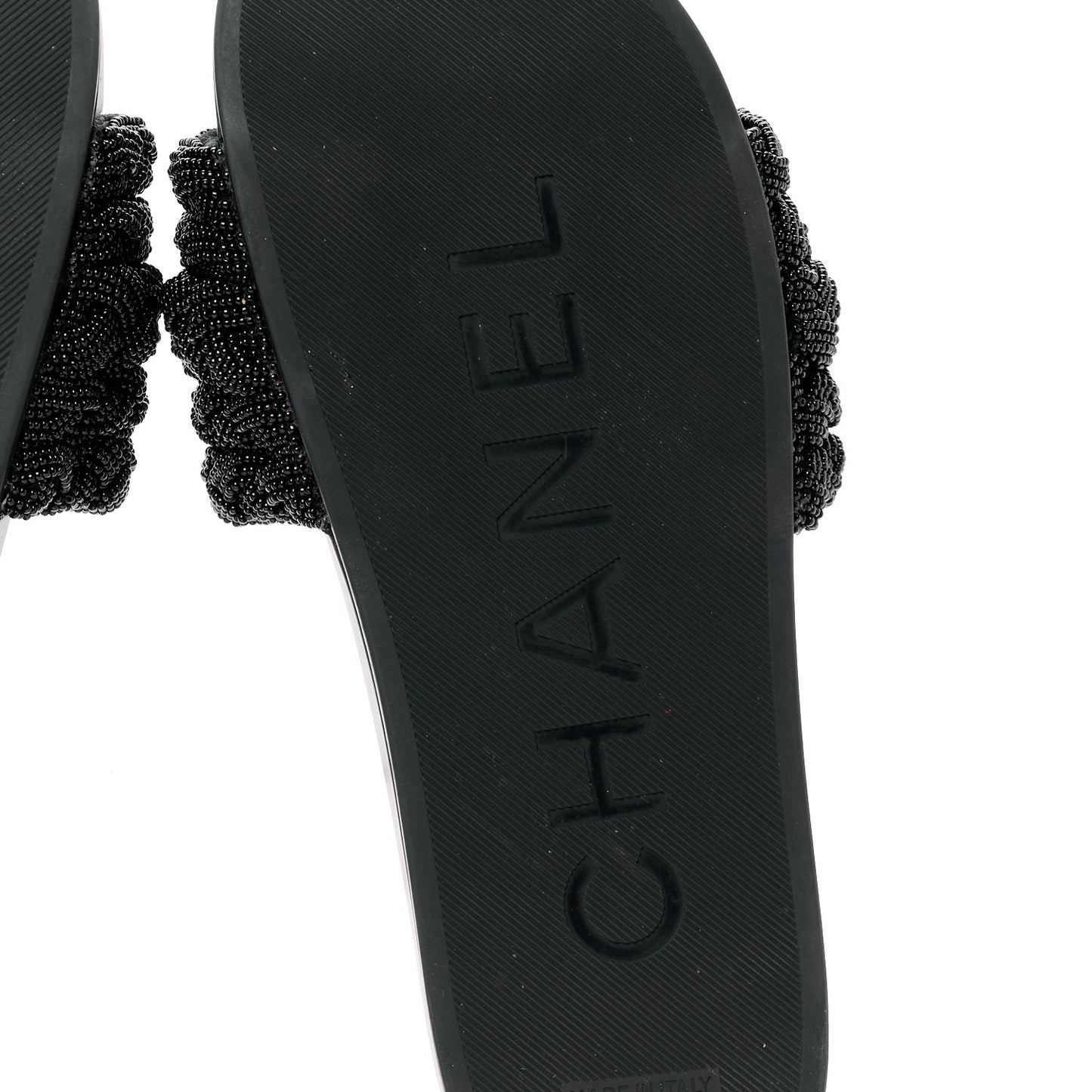 Lambskin Pearl Beaded Woven Slides 41 Black