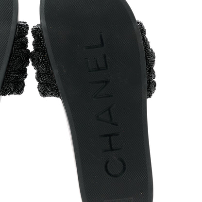 Chanel Lambskin Pearl Beaded Woven Slides 41 Black 12 of 17