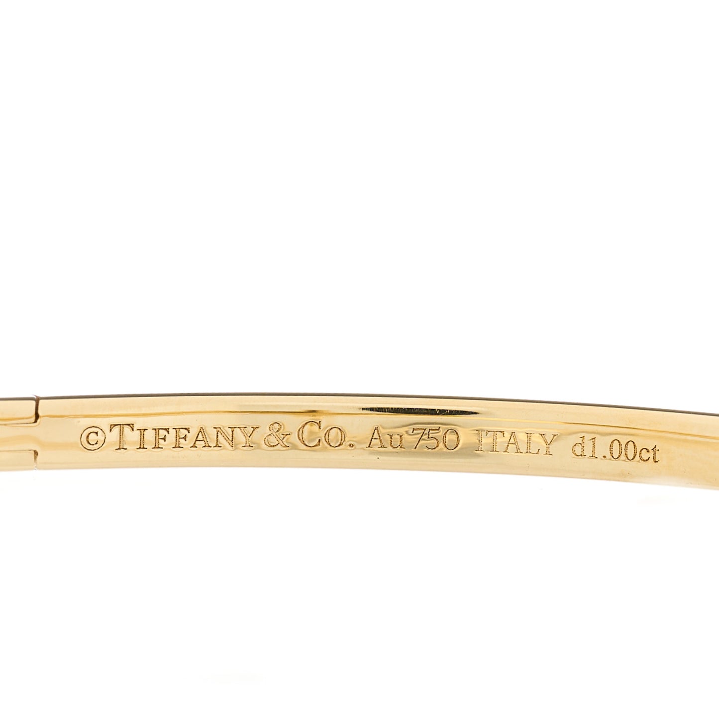 18K Yellow Gold Diamond Narrow T1 Hinged Bangle Bracelet