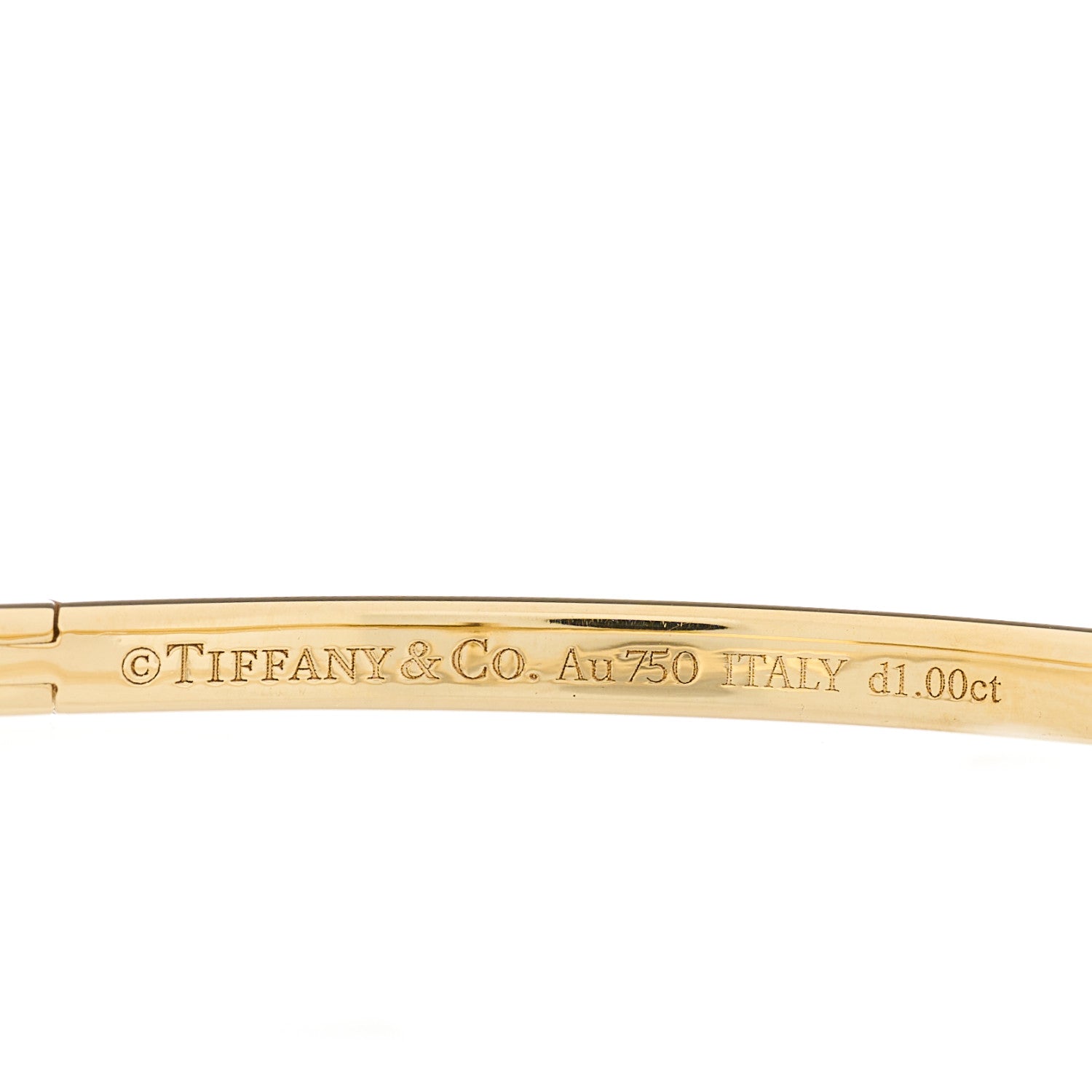 Tiffany 18K Yellow Gold Diamond Narrow T1 Hinged Bangle Bracelet 3 of 4
