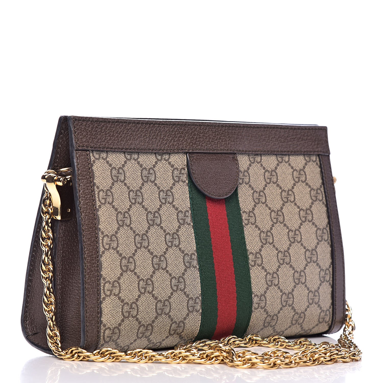 Gucci GG Supreme Monogram Web Small Ophidia Chain Shoulder Bag Brown 3 of 13