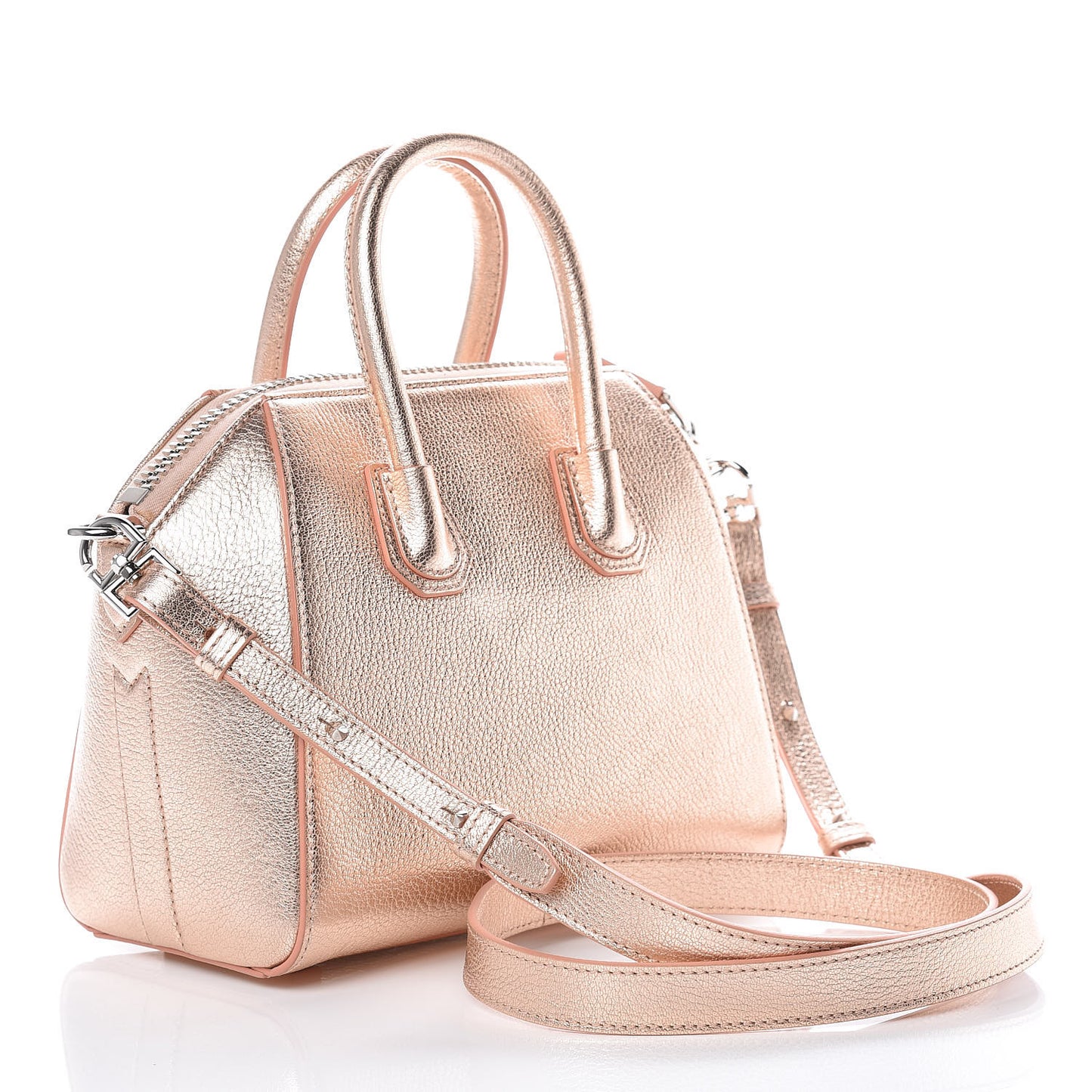 Metallic Sugar Goatskin Mini Antigona Light Pink
