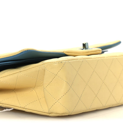 Chanel Lambskin Quilted Medium Double Flap Yellow Blue 9 of 13