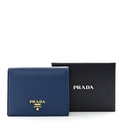 Prada Vitello Daino Small Bi-Fold Wallet Bluette 10 of 10