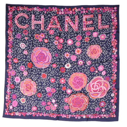 Chanel Silk Camellia Flower Scarf 2 of 9