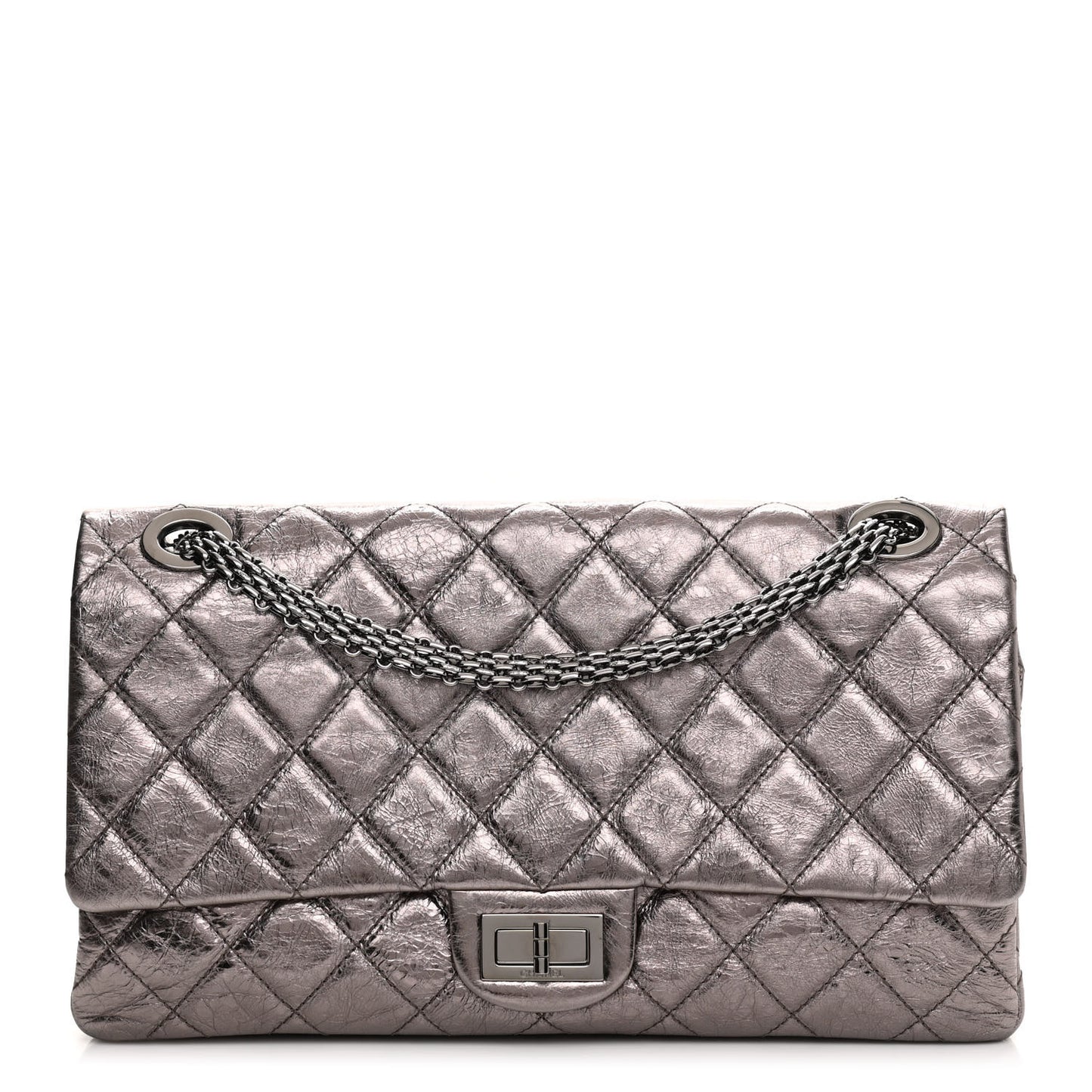 Metallic Aged Calfskin Quilted 2.55 Reissue 228 Flap Pewter