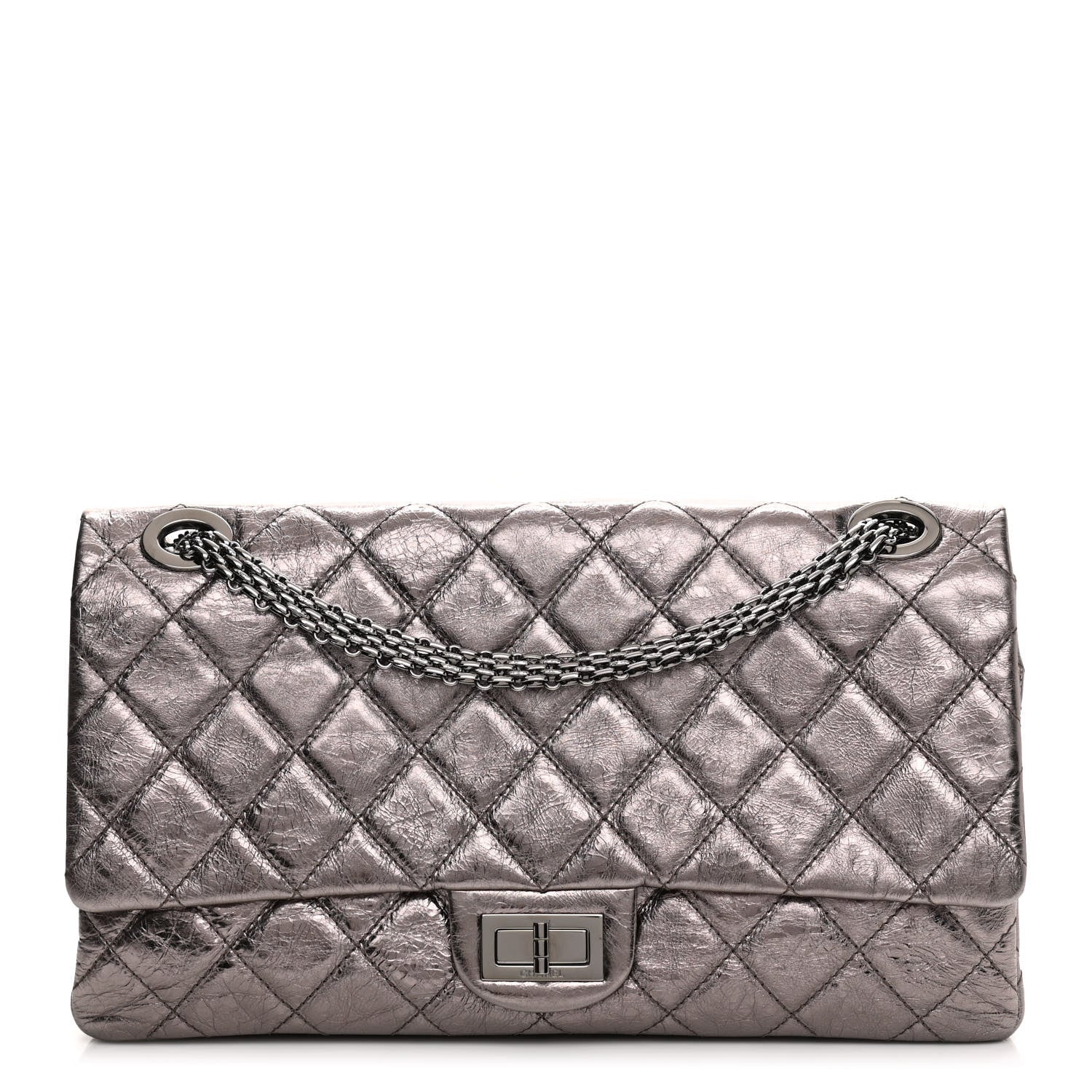 Chanel Metallic Aged Calfskin Quilted 2.55 Reissue 228 Flap Pewter 1 of 11