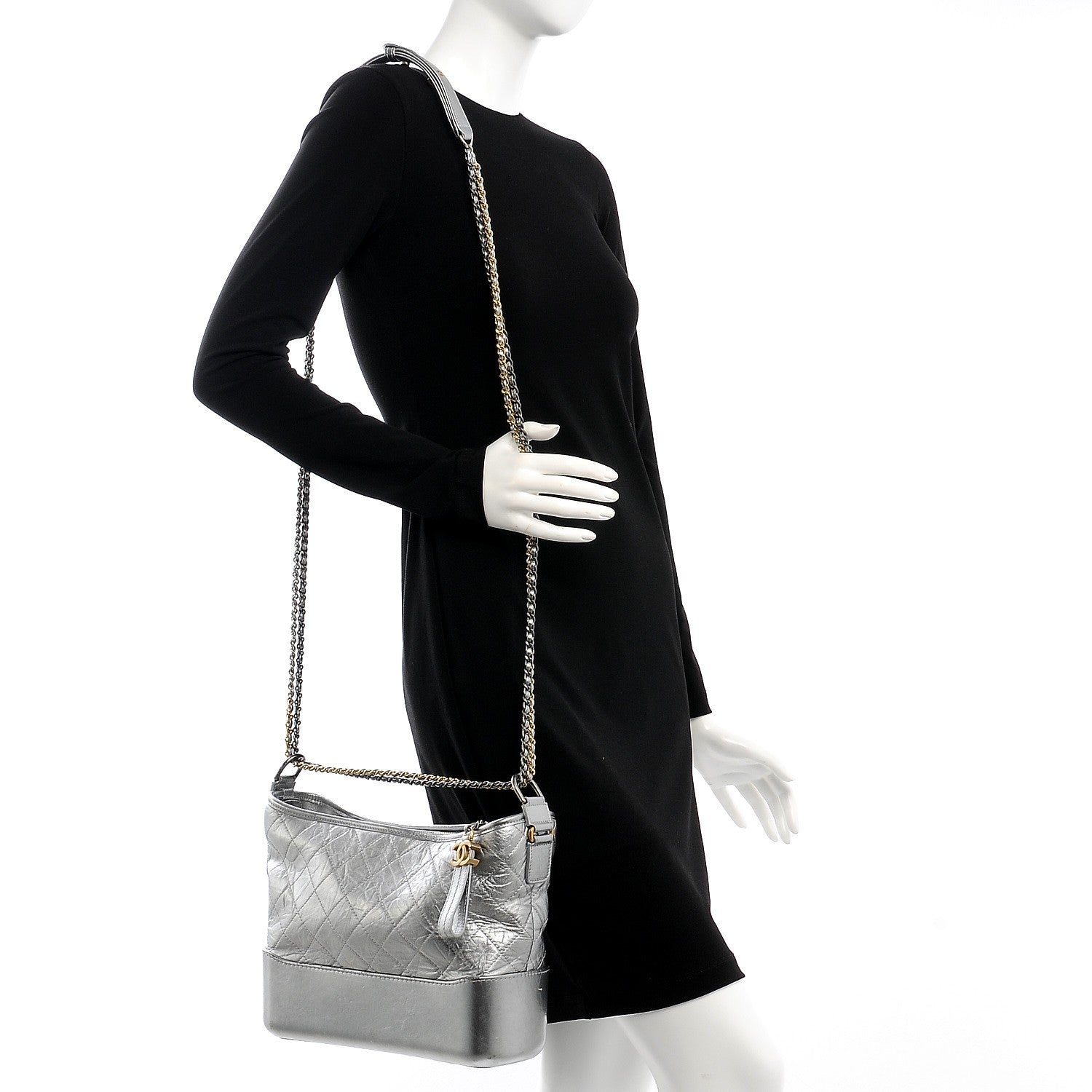 Chanel Metallic Aged Calfskin Quilted Medium Gabrielle Silver 2 of 9