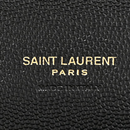 Saint Laurent Grain De Poudre Matelasse Chevron Monogram Envelope Clutch Black 7 of 10
