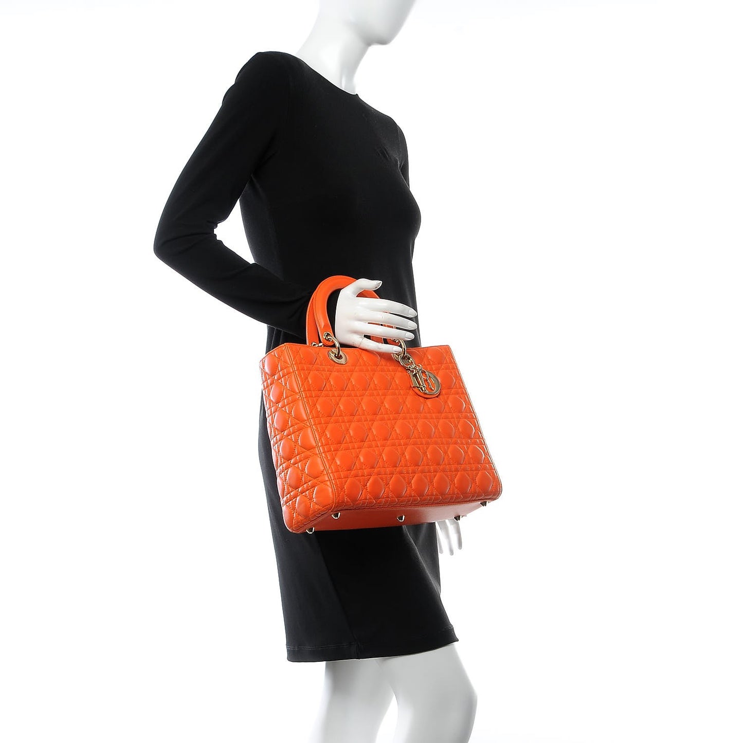 Lambskin Cannage Large Lady Dior Orange