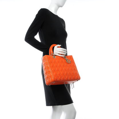 Christian Dior Lambskin Cannage Large Lady Dior Orange 2 of 11