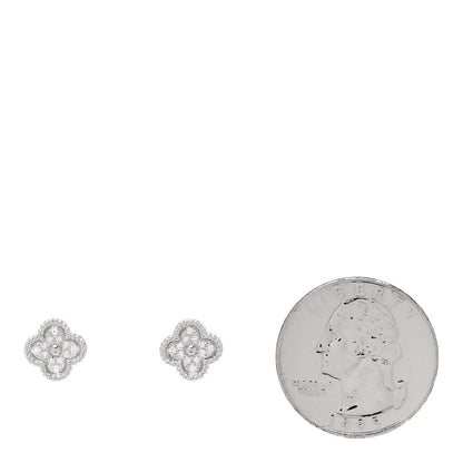 Van Cleef & Arpels 18K White Gold Diamond Sweet Alhambra Earrings 2 of 4