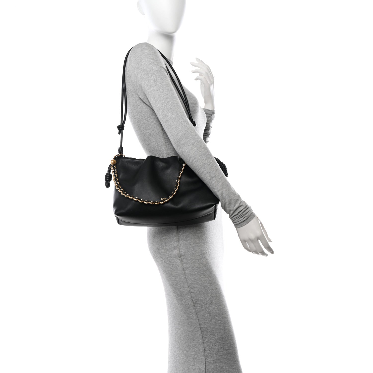 Loewe Mellow Nappa Donut Chain Flamenco Knot Clutch Black 2 of 11