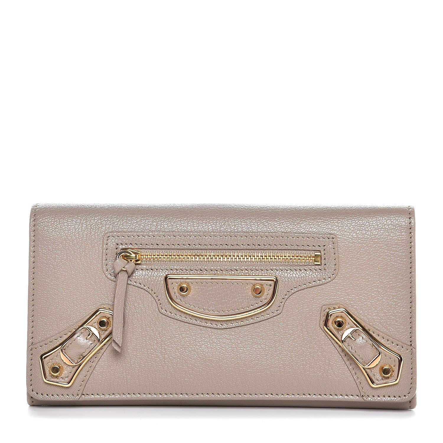 Balenciaga Chevre Gold Metallic Edge Hardware Money Wallet Gris Taupe 1 of 7