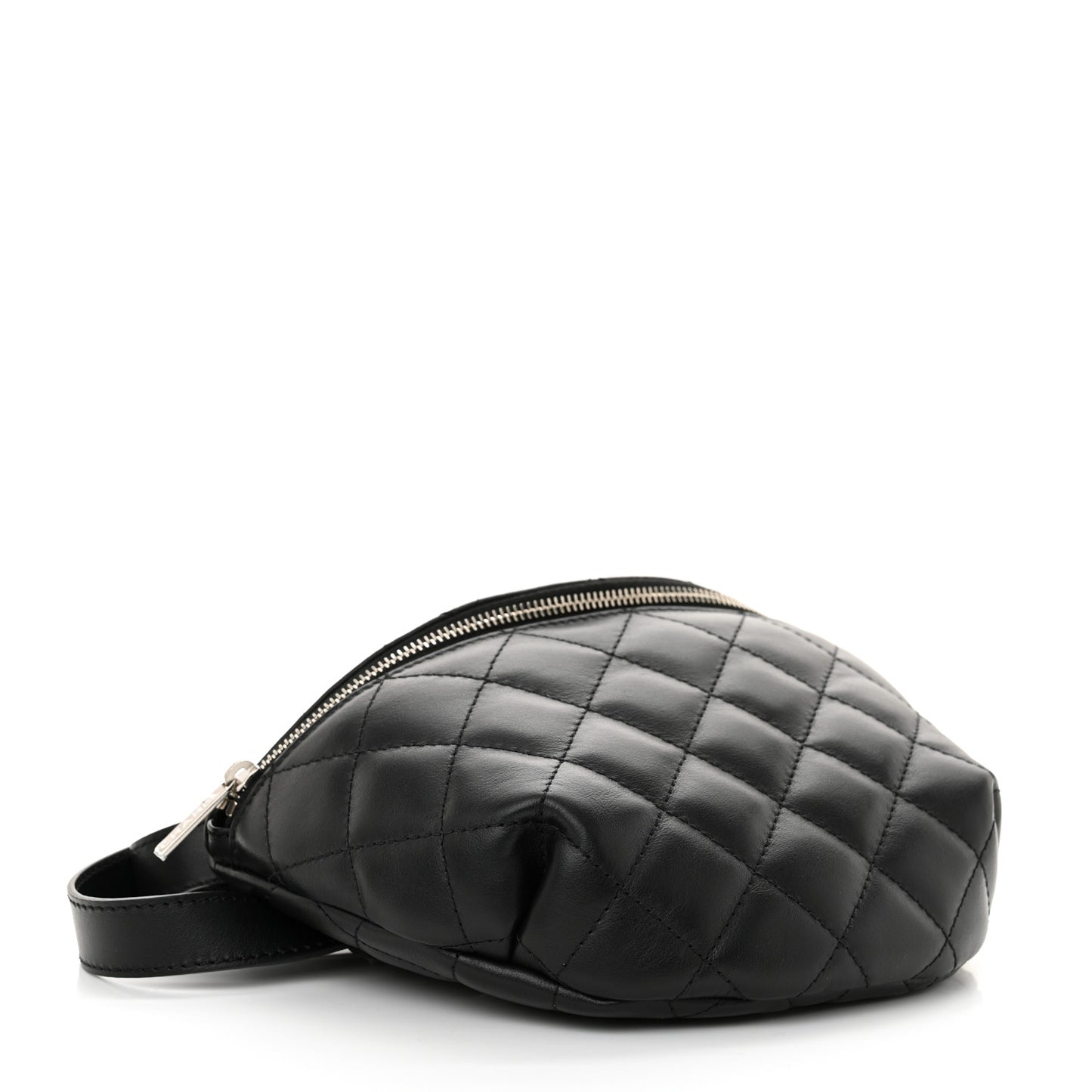 Calfskin Quilted Waist Belt Bag Black