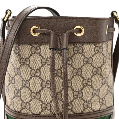 Gucci GG Supreme Monogram Web Mini Ophidia Bucket Bag Brown 8 of 12