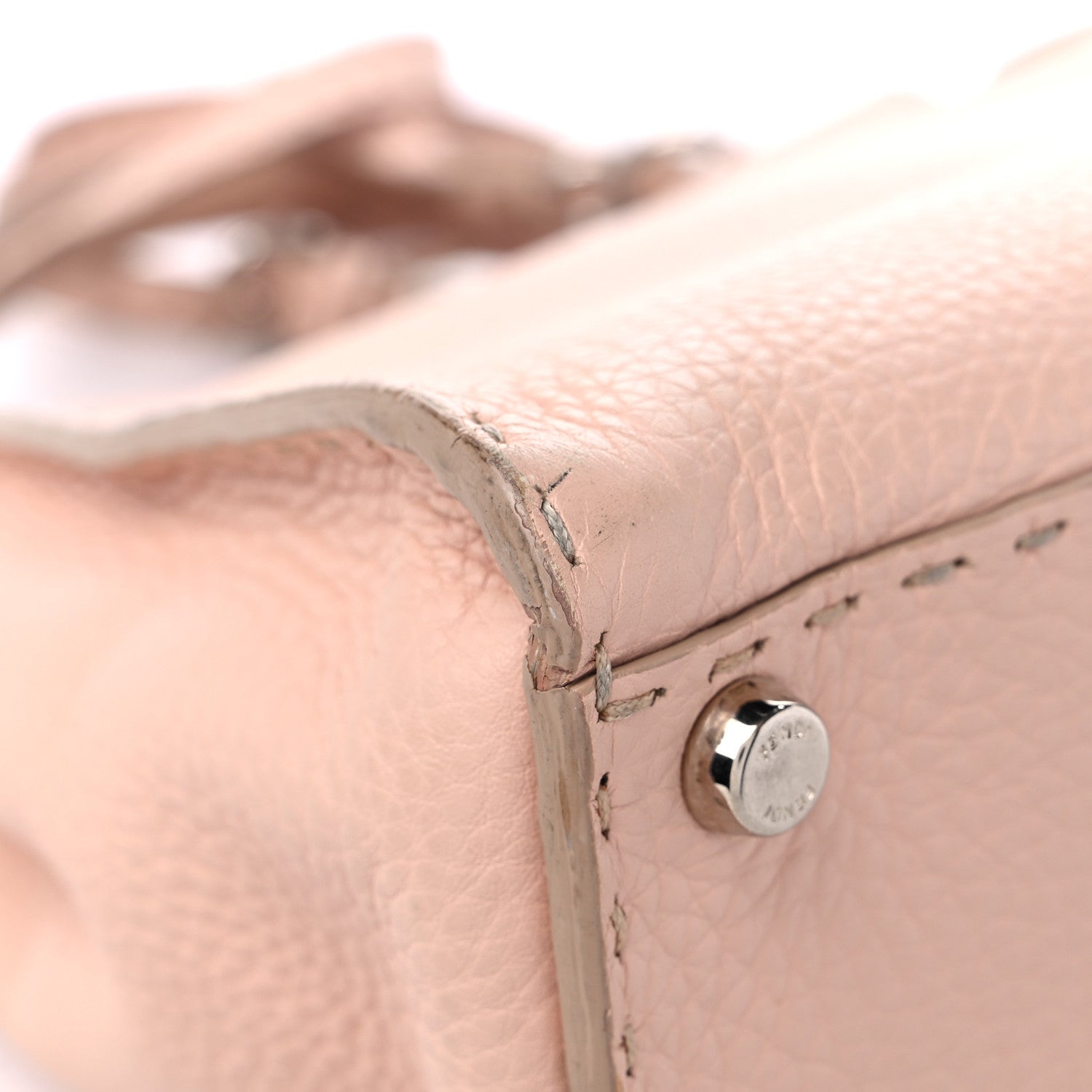 Fendi Cuoio Romano Selleria Bi-Color Medium Peekaboo Iconic Satchel Rosa Plaster Pesca 10 of 18
