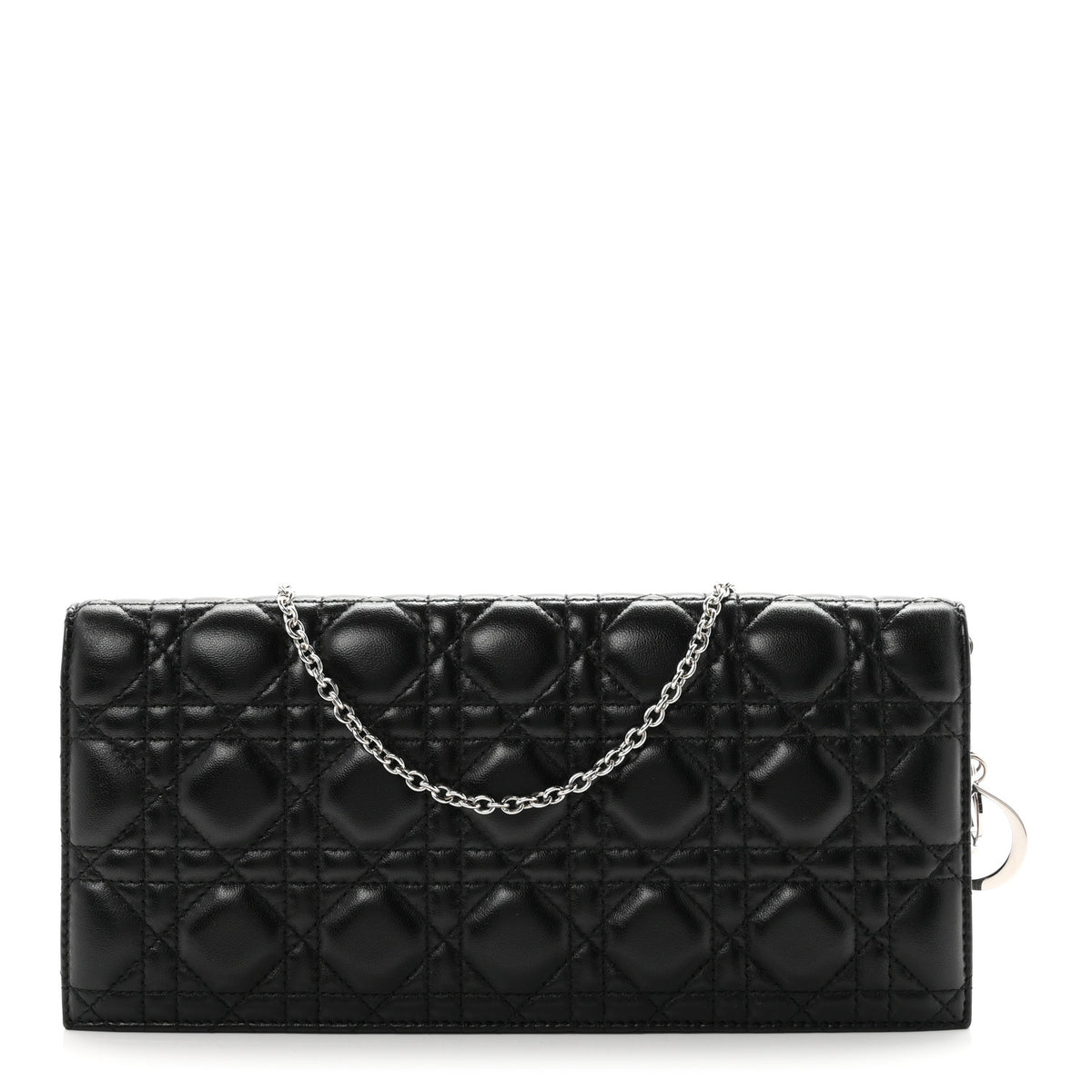Lambskin Cannage Lady Dior Convertible Clutch Black