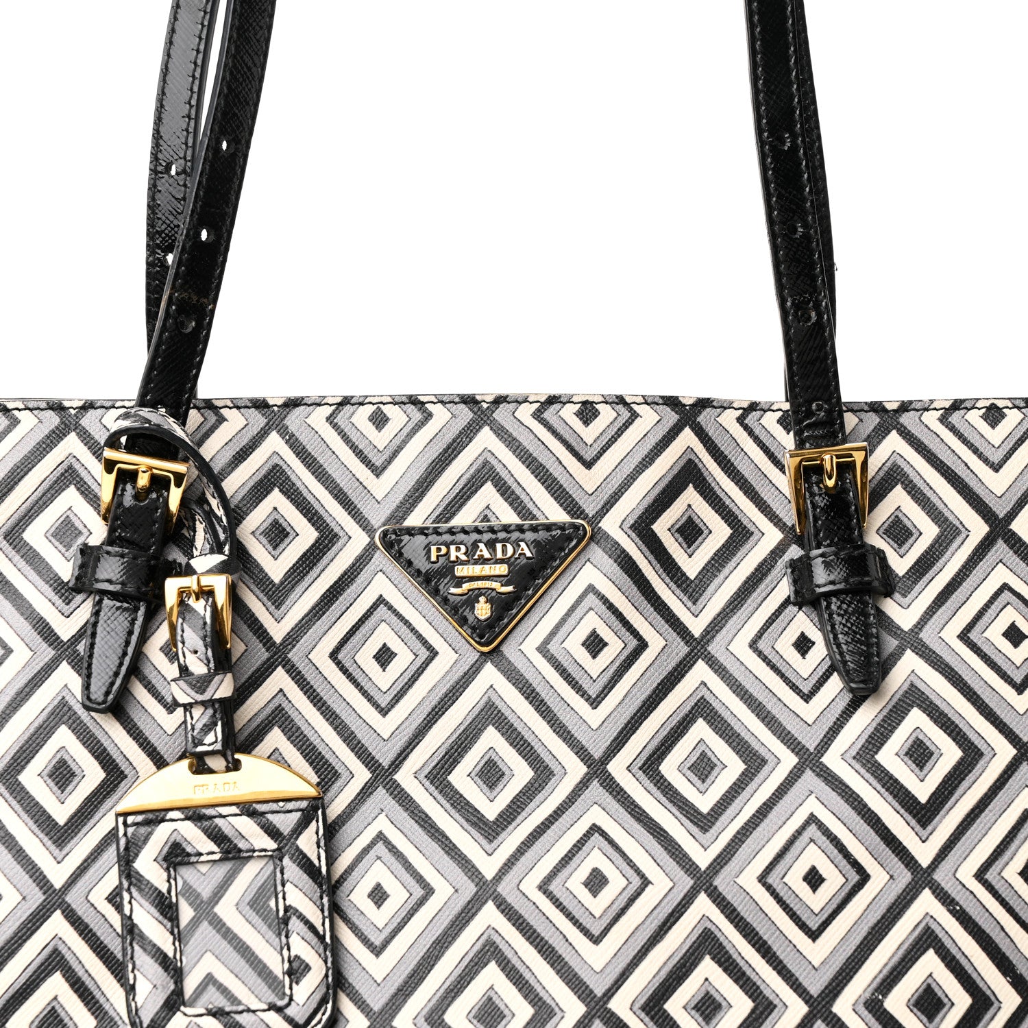 Prada Saffiano Diamond Print Tote Multicolor 8 of 10