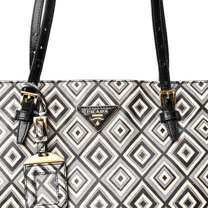 Prada Saffiano Diamond Print Tote Multicolor 8 of 10