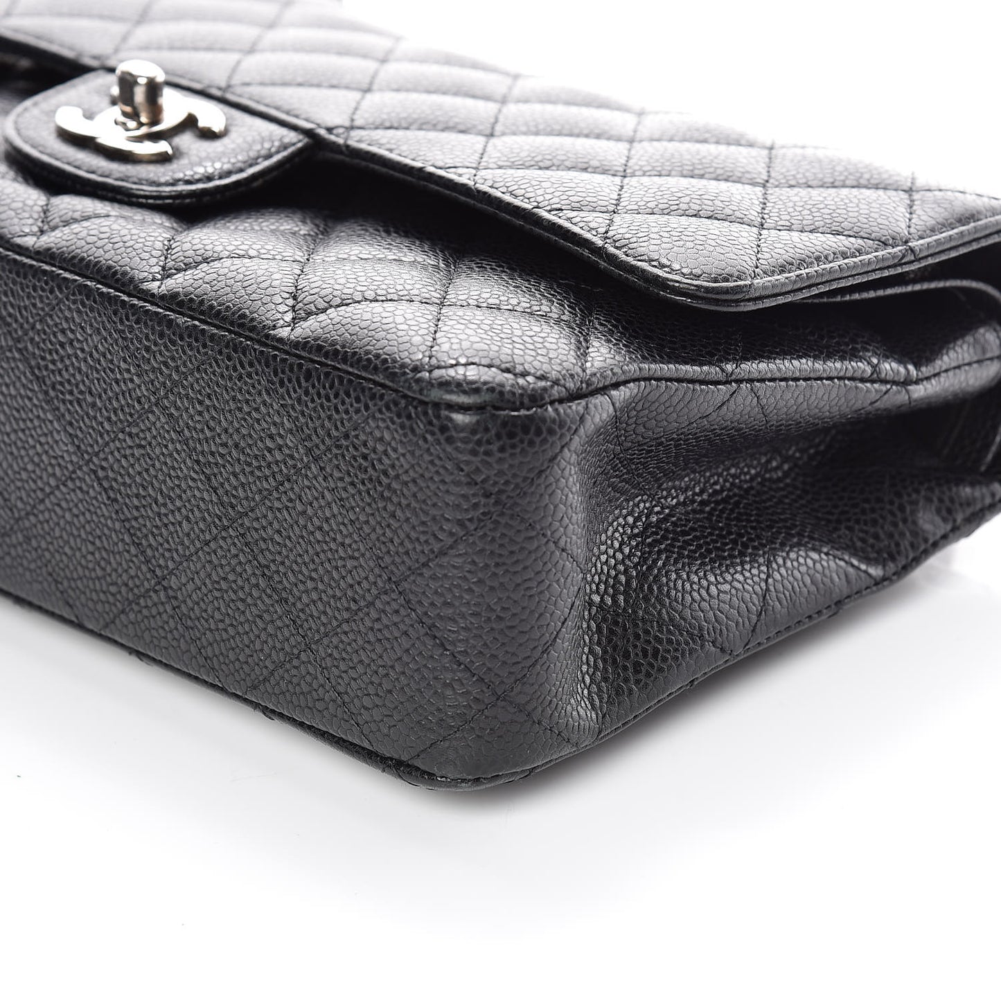 Caviar Quilted Medium Double Flap Black