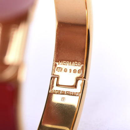 Hermes Enamel Narrow Clic Cadenas Bracelet PM Rouge Vif 4 of 6