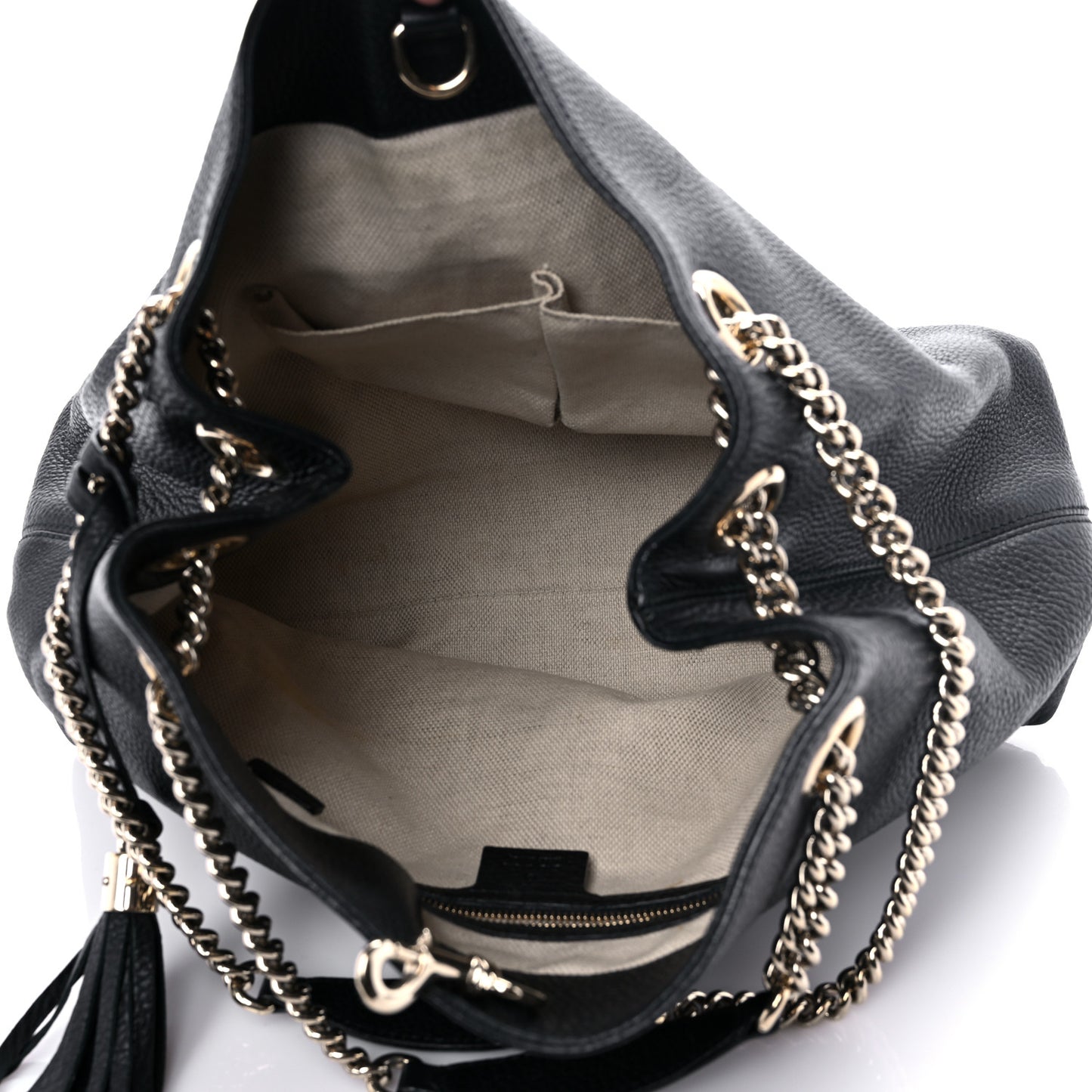 Pebbled Calfskin Medium Soho Chain Shoulder Bag Black