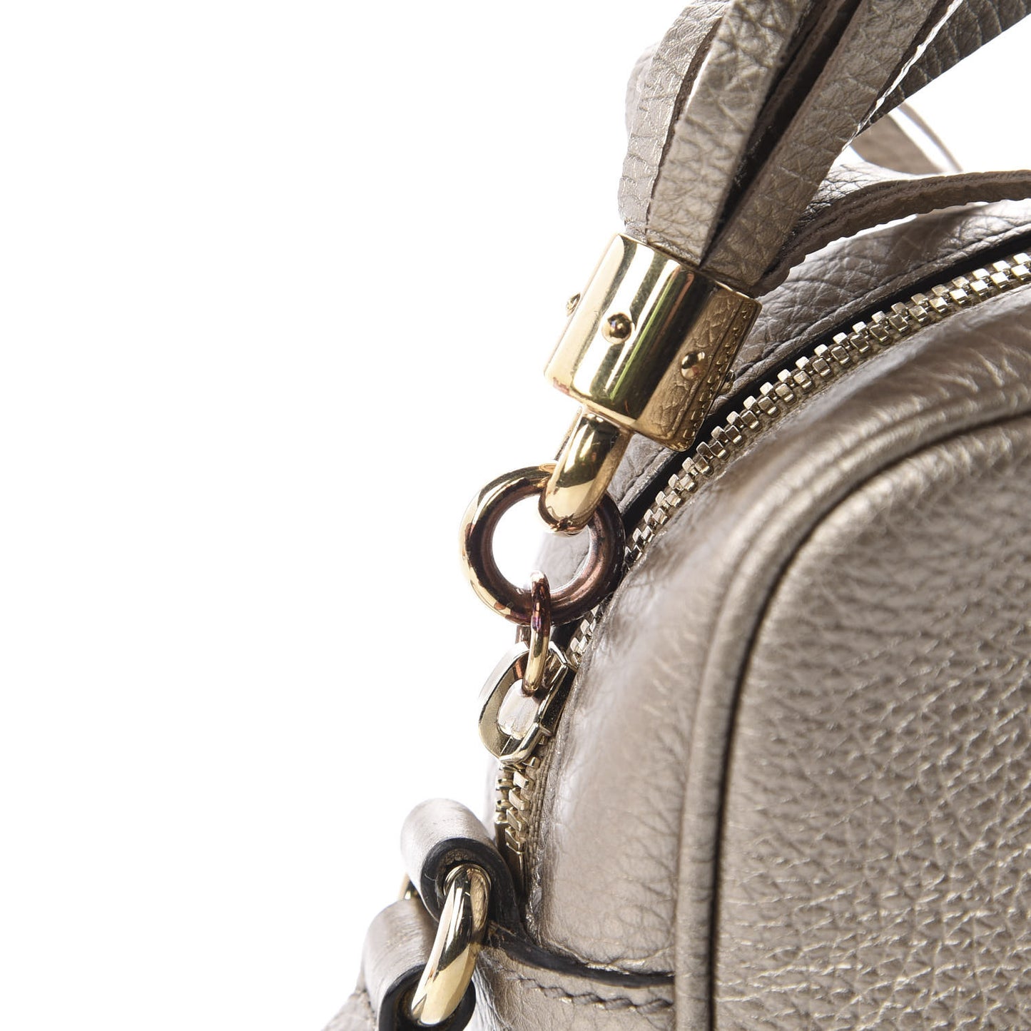 Metallic Pebbled Calfskin Small Soho Disco Bag Golden Beige