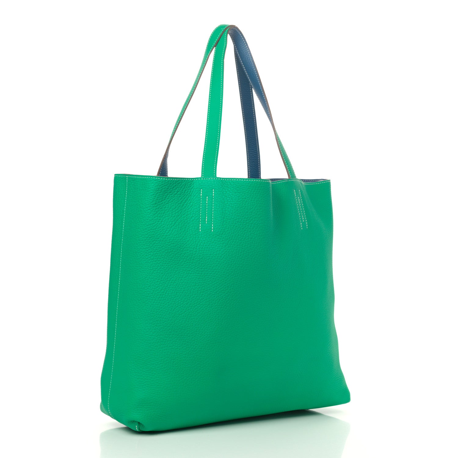 Hermes Taurillon Clemence Double Sens 36 Reversible Tote Menthe Bleu Thalassa 4 of 11