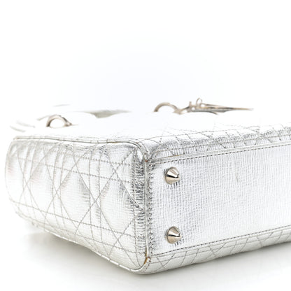 Christian Dior Metallic Lambskin Cannage Small Lucky Badges Lady Dior Silver 10 of 14