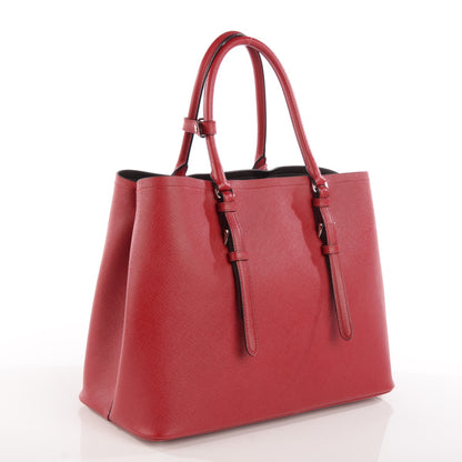 Prada Saffiano Cuir Double Handle Tote Fuoco 3 of 9