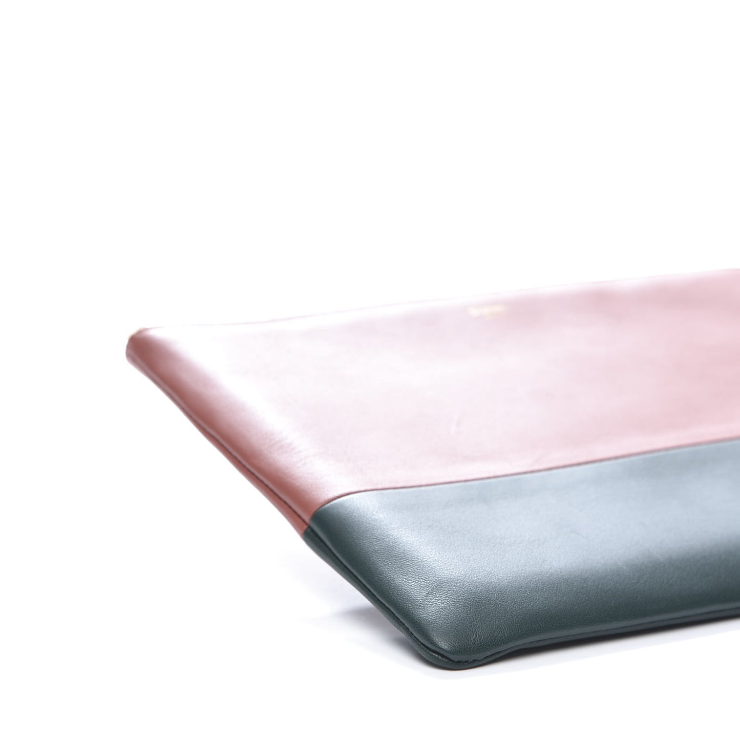 Smooth Lambskin Bi-Color Solo Clutch Pouch Peach Amazone