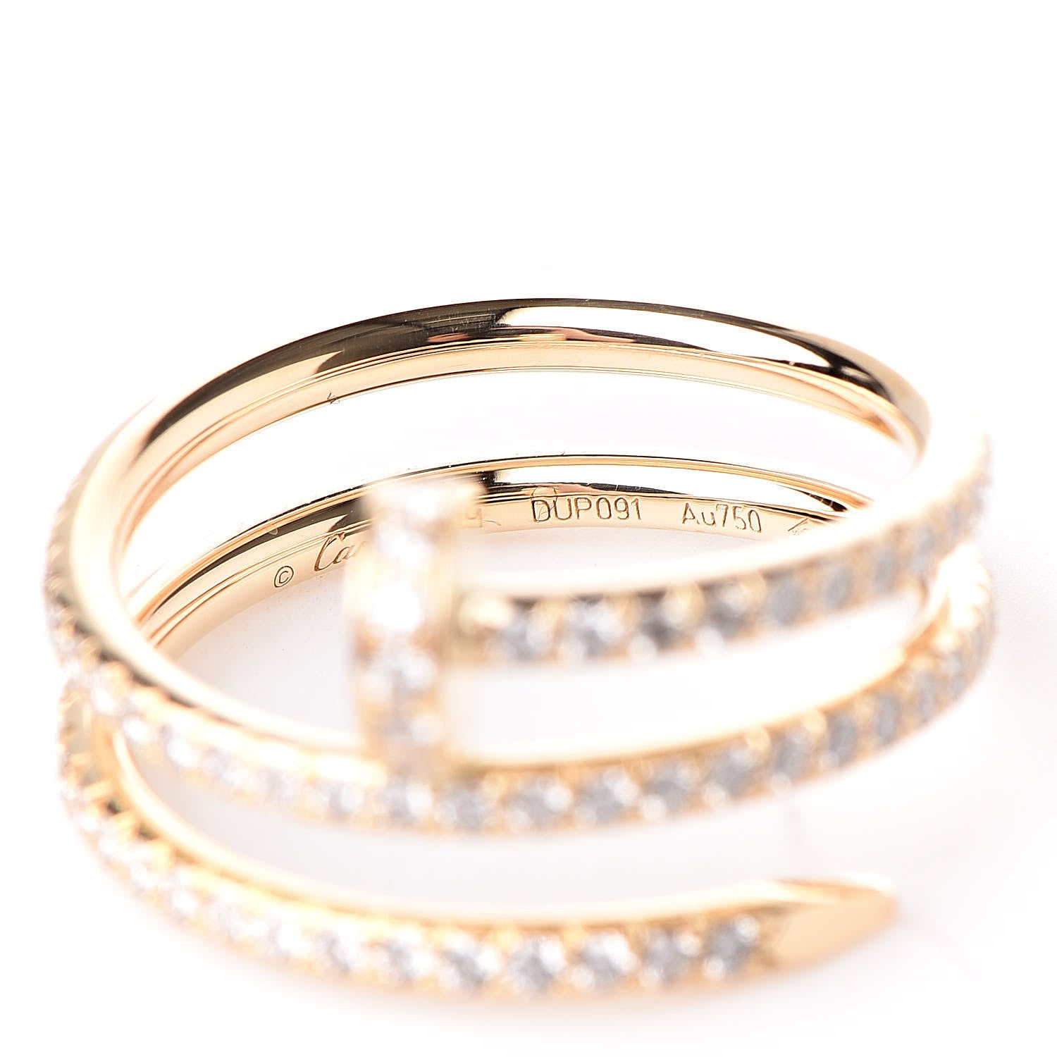 Cartier 18K Yellow Gold Diamond Double Juste Un Clou Paved Ring 51 5.75 5 of 6