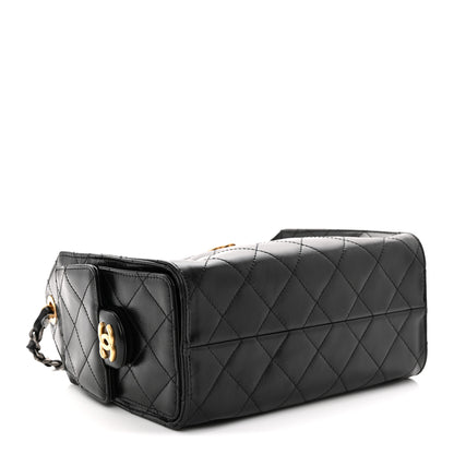 Chanel Shiny Crumpled Calfskin Quilted Mini Chanel 25 Handbag Black 4 of 10