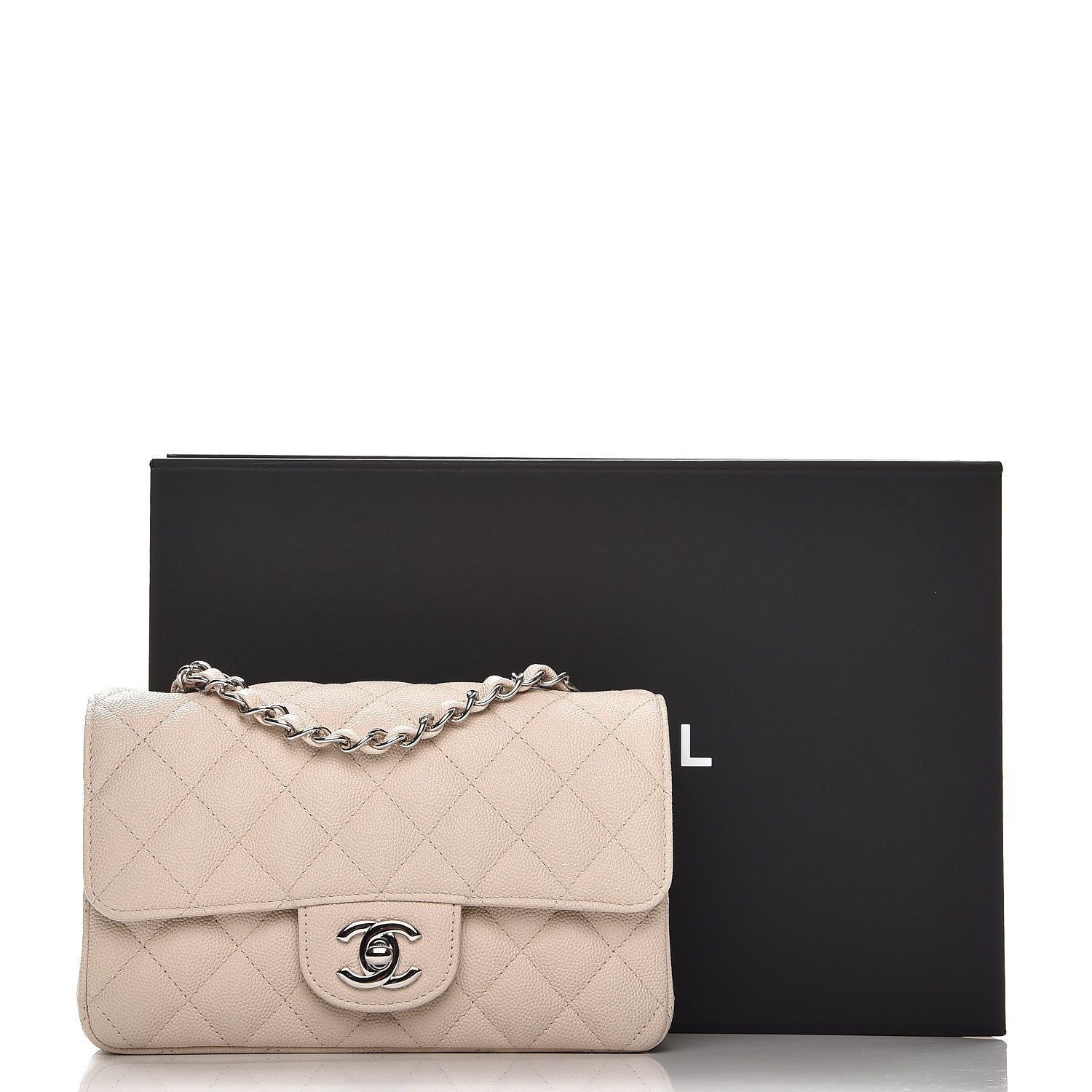 Chanel Caviar Quilted Mini Rectangular Flap Light Beige 8 of 8
