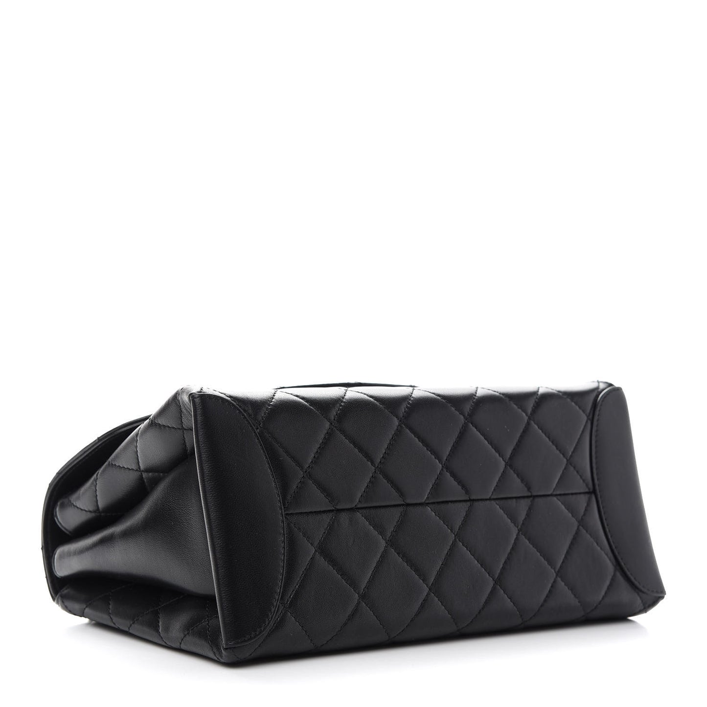 Lambskin Quilted Large Trendy Spirit Top Handle Bag Black